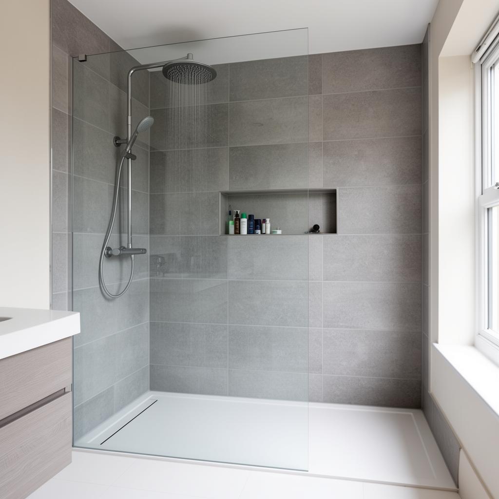 Modern grey wet room in Christchurch