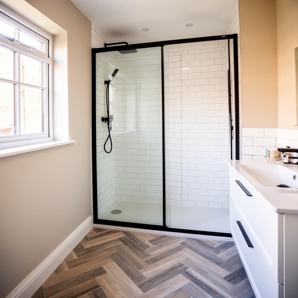 Black frame walk-in shower in Christchurch